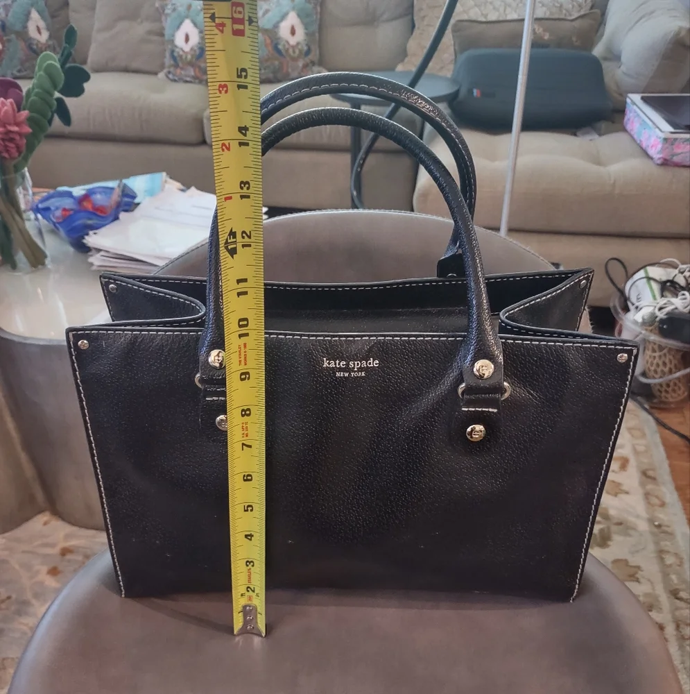 Vintage Kate Spade Black Leather Tote Handbag